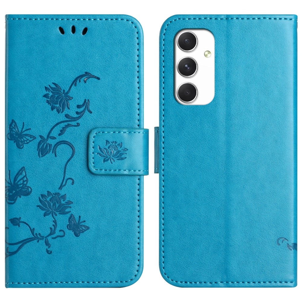Flower knížkové pouzdro na Samsung Galaxy A16 4G/5G - modré