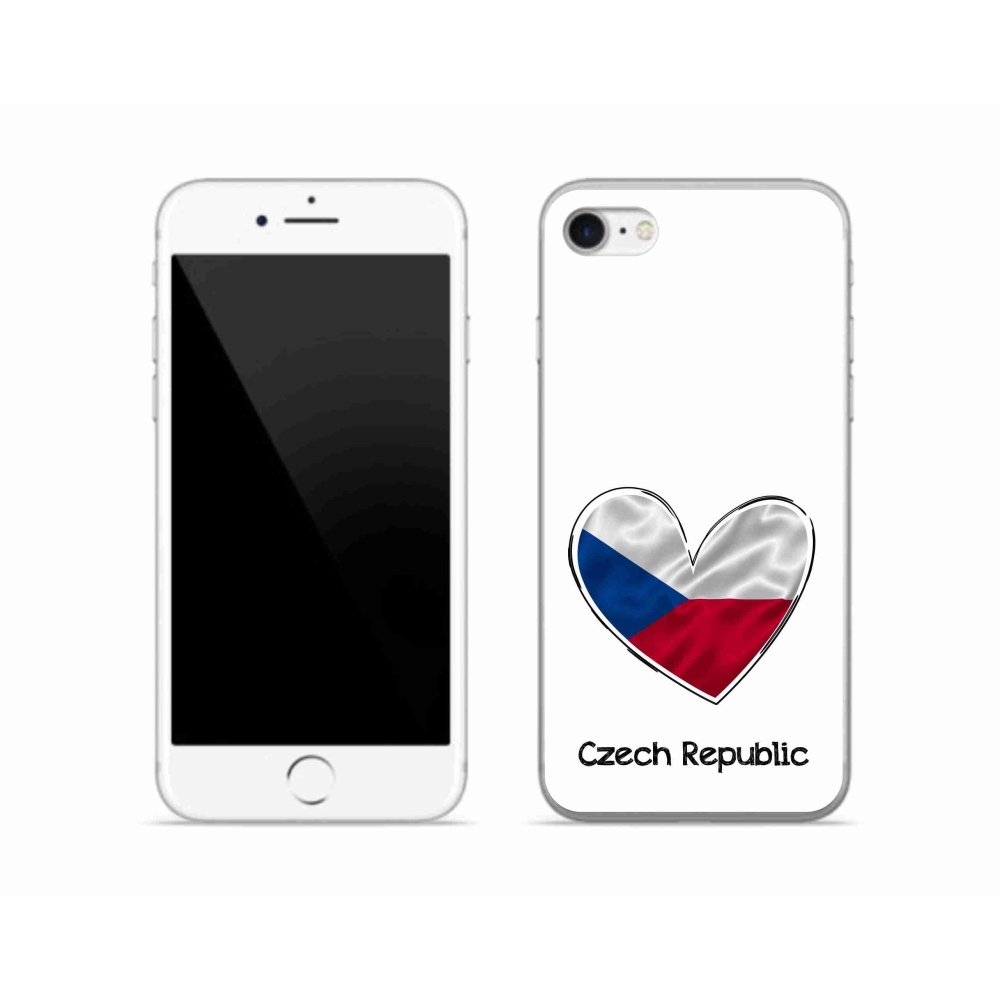 Gelový kryt mmCase na iPhone SE (2022) - vlajka srdce bílé pozadí