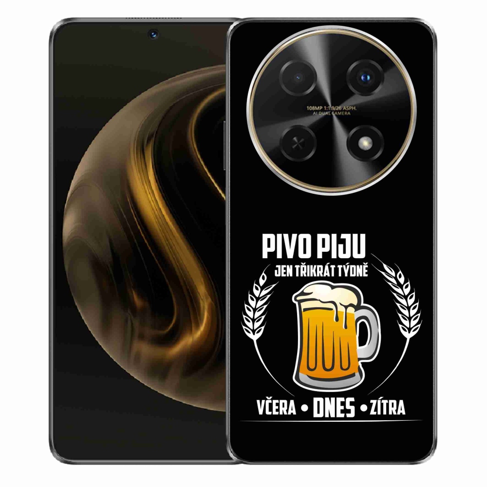 Gelový kryt mmCase na Huawei Nova 12i - pivní motiv černé pozadí