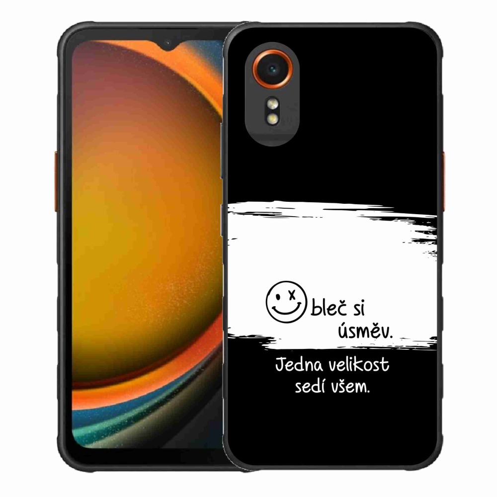 Gelový kryt mmCase na Samsung Galaxy Xcover 7 - vtipný text 8 bíločerné pozadí
