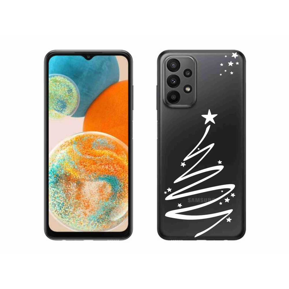 Gelový kryt mmCase na Samsung Galaxy A23 4G/5G - bílý stromeček na průhledném pozadí