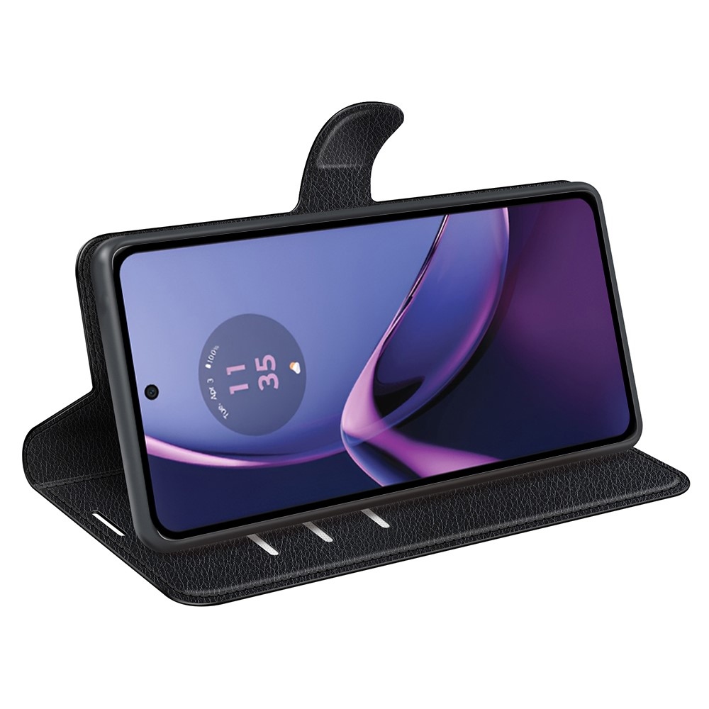 Litchi knížkové pouzdro na Motorola Moto G84 5G - černé
