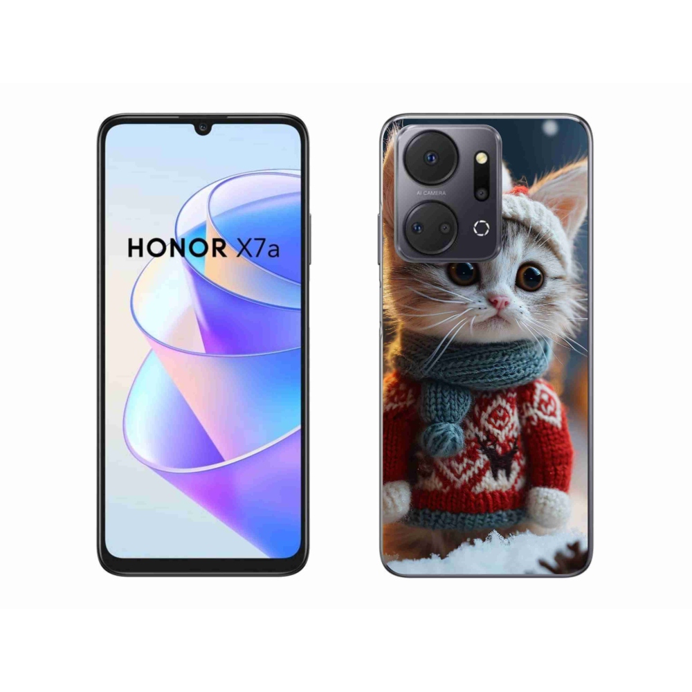 Gelový kryt mmCase na Honor X7a - kotě ve svetru