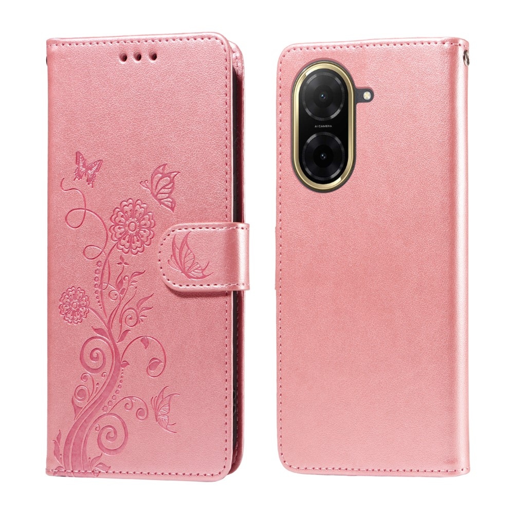 Flowery knížkové pouzdro na Xiaomi Redmi A5 (173.45x79.35x8.45mm) - růžové