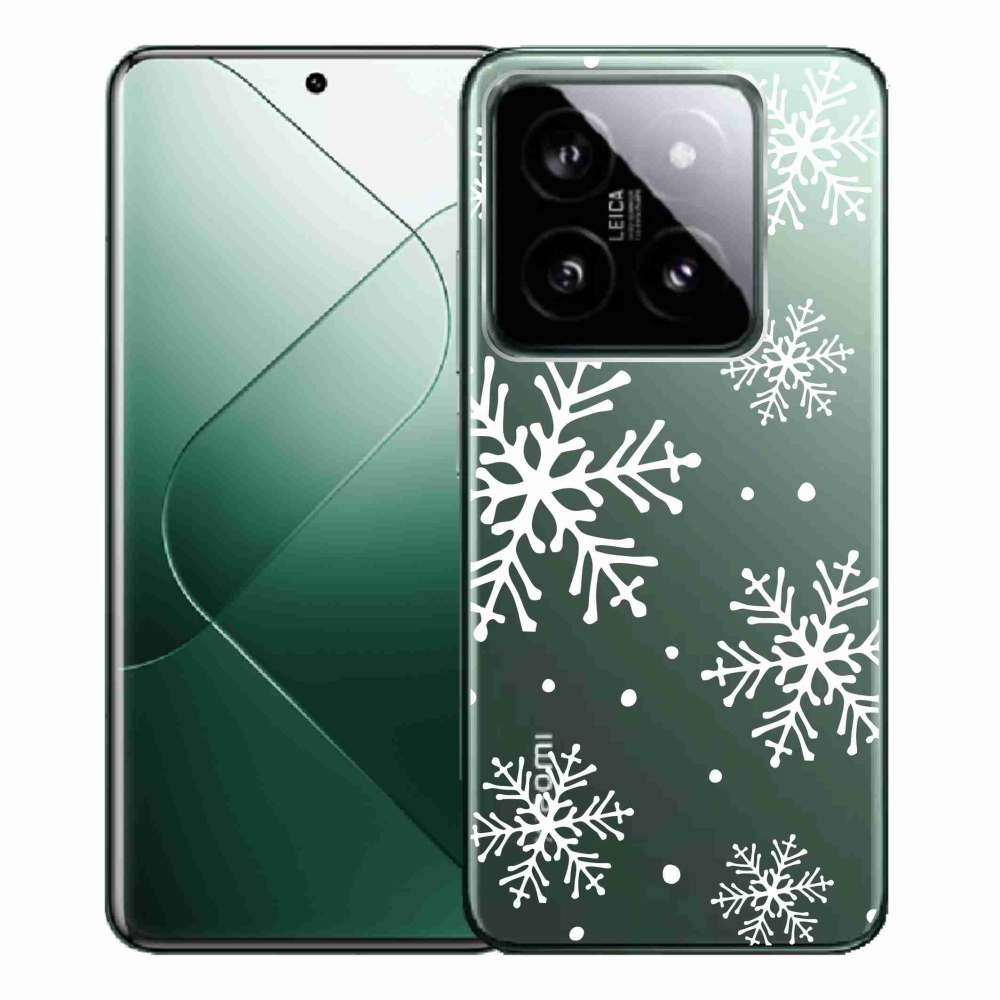 Gelový kryt mmCase na Xiaomi 14 Pro - bílé vločky na průhledném pozadí