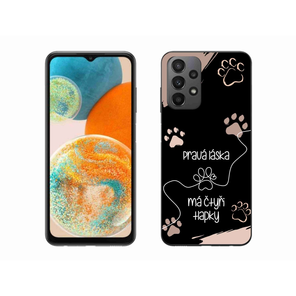Gelový kryt mmCase na Samsung Galaxy A23 4G/5G - psí motiv 1 černé pozadí