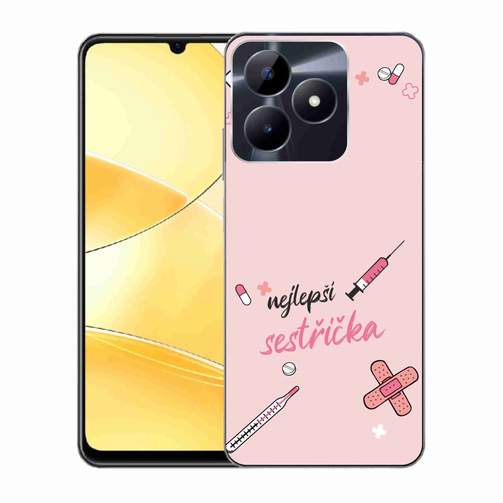 Gelový kryt mmCase na Realme C51/C53 - nejlepší sestřička růžové pozadí
