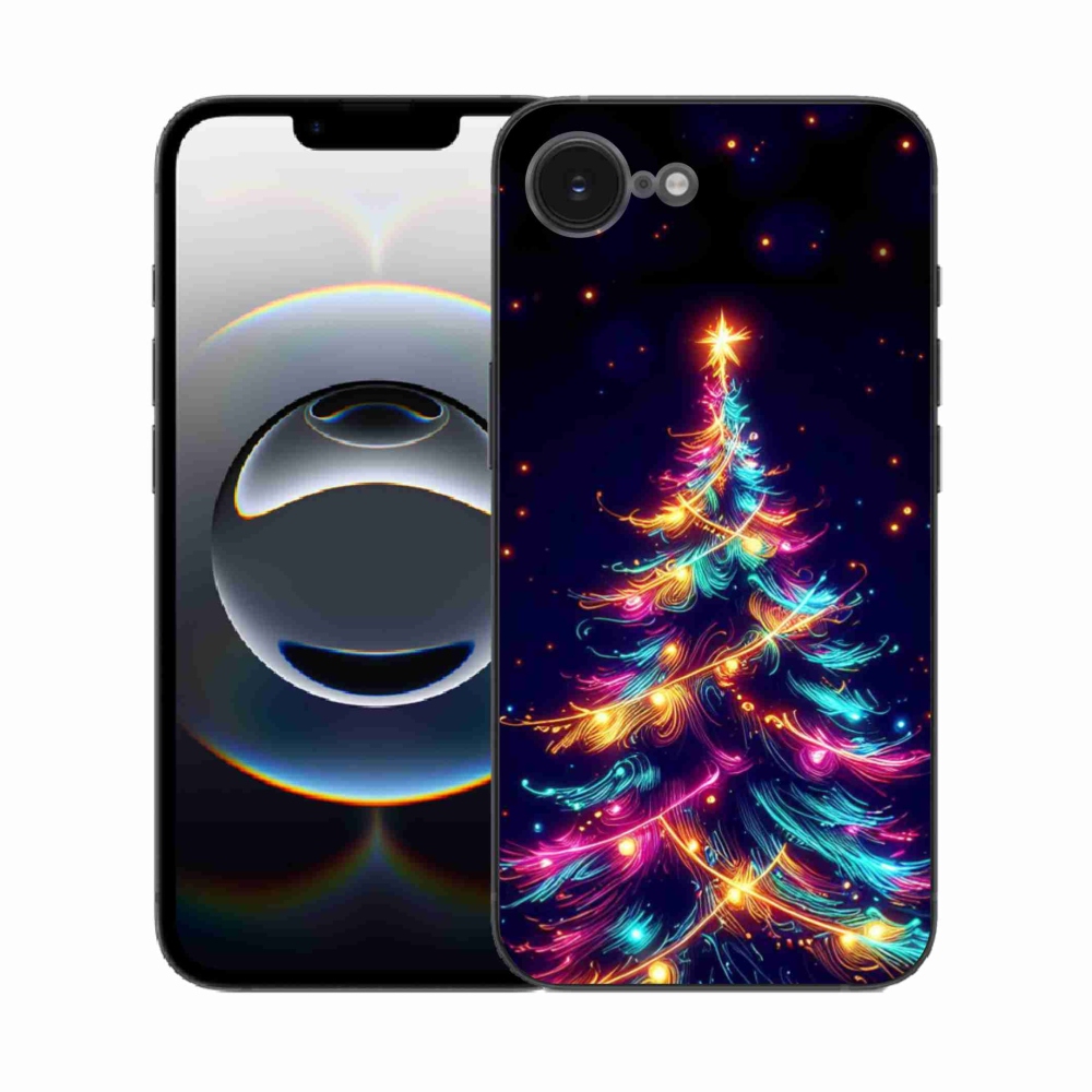Gelový kryt mmCase na iPhone 16e - neonový vánoční stromek