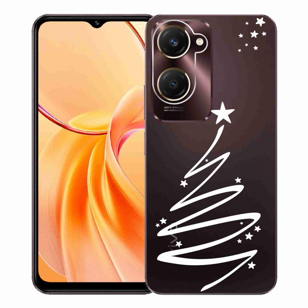 Gelový kryt mmCase na Vivo Y28s 5G - bílý stromeček na průhledném pozadí
