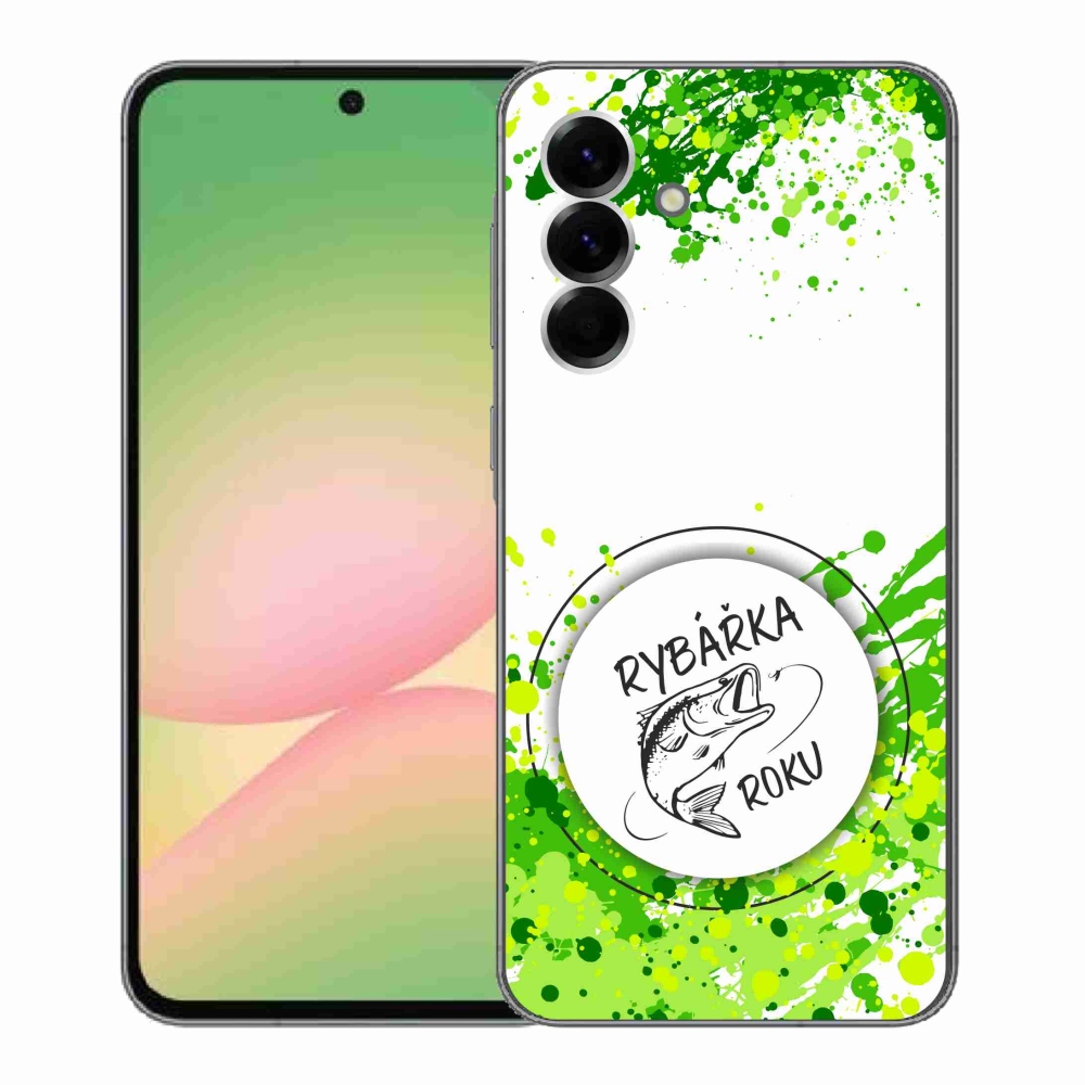 Gelový kryt mmCase na Samsung Galaxy A56 5G - rybářka roku bílé pozadí