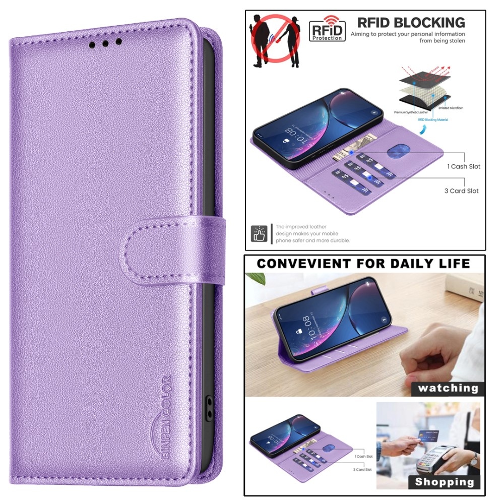 BINFEN knížkové pouzdro na Xiaomi 15 Pro - fialové