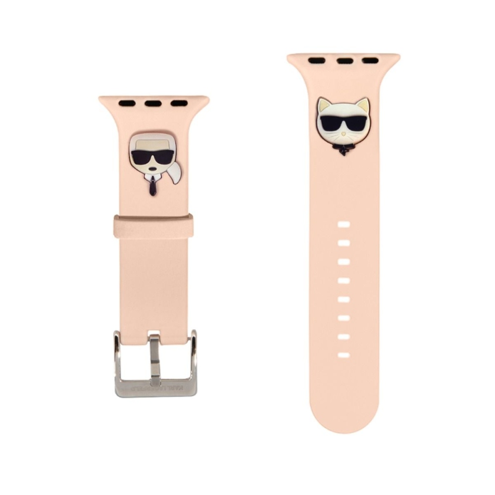 Řemínek pro Apple Watch 42/44/45/49 mm Karl Lagerfeld Karl and Choupette - růžový
