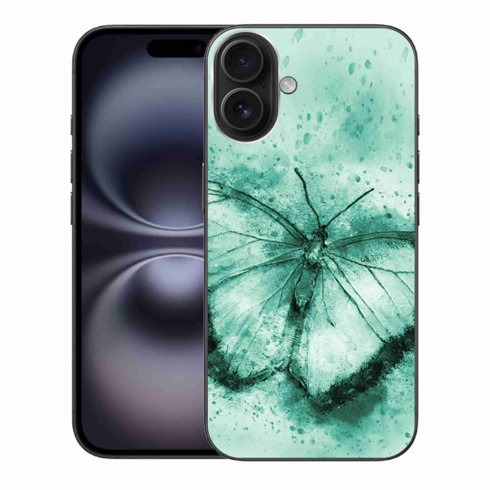 Gelový obal mmCase na iPhone 16 Plus - zelený motýl