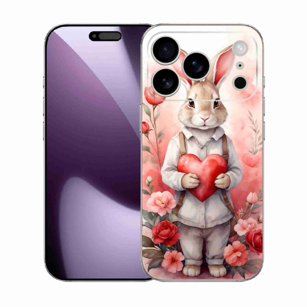 Gelový kryt mmCase na iPhone 17 Pro - zajíc se srdíčkem