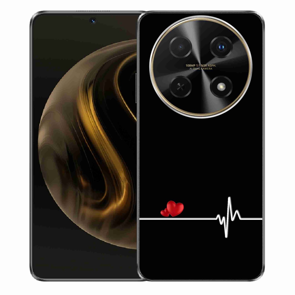 Gelový kryt mmCase na Huawei Nova 12i - srdce a tep černé pozadí