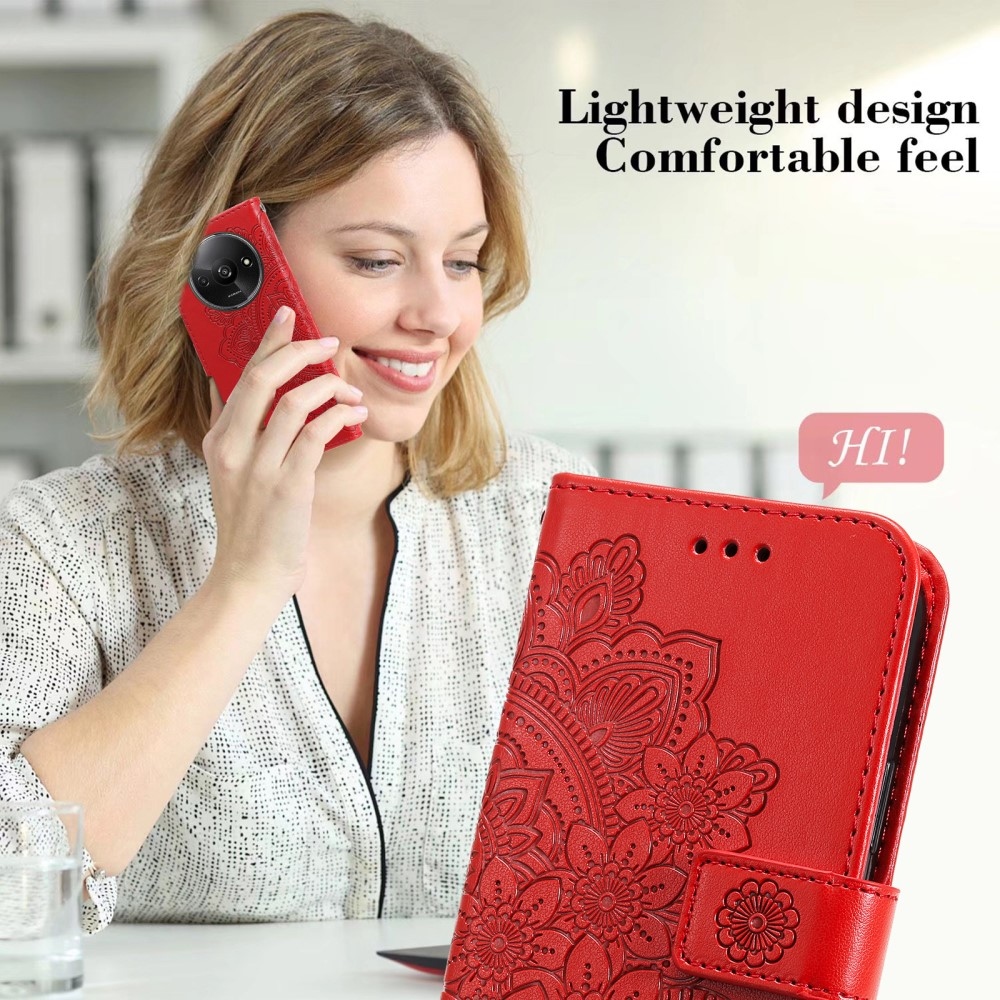 Mandala knížkové pouzdro na Xiaomi Redmi A3 - červené
