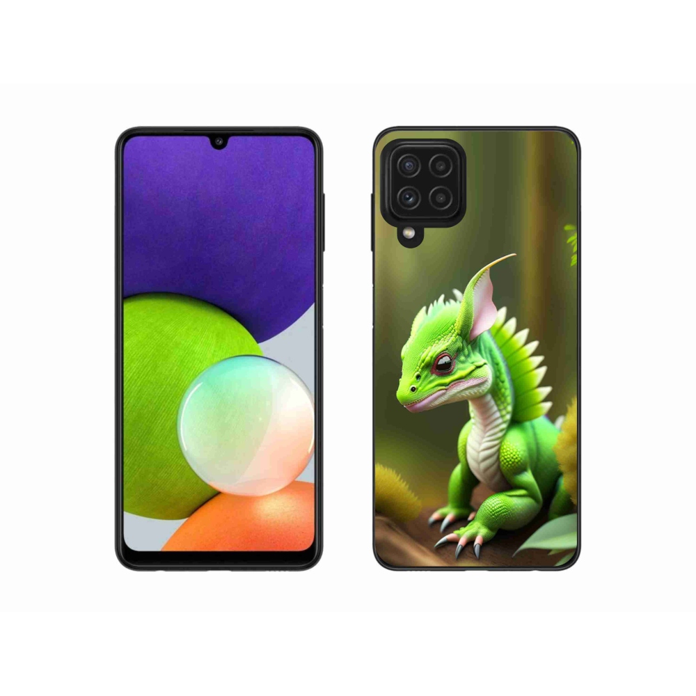 Gelový kryt mmCase na Samsung Galaxy A22 4G - zelený dráček