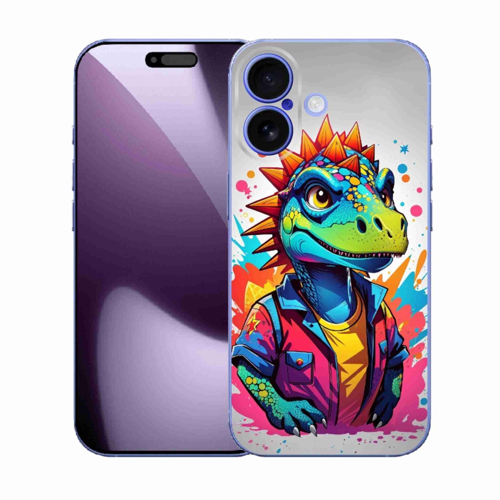 Gelový kryt mmCase na iPhone 17 - barevný dinosaurus