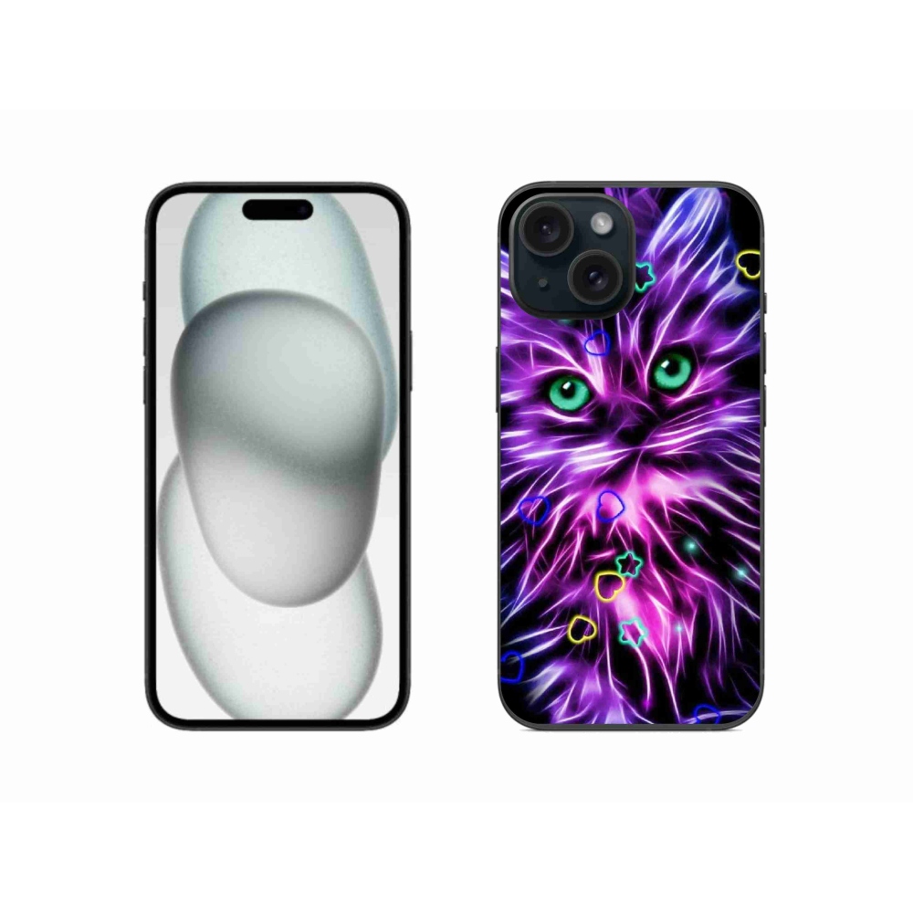 Gelový kryt mmCase na iPhone 15 - abstraktní kočka