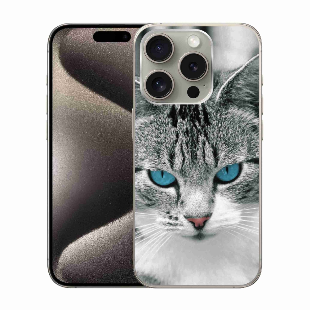 Gelový kryt mmCase na iPhone 15 Pro - kočičí pohled 1