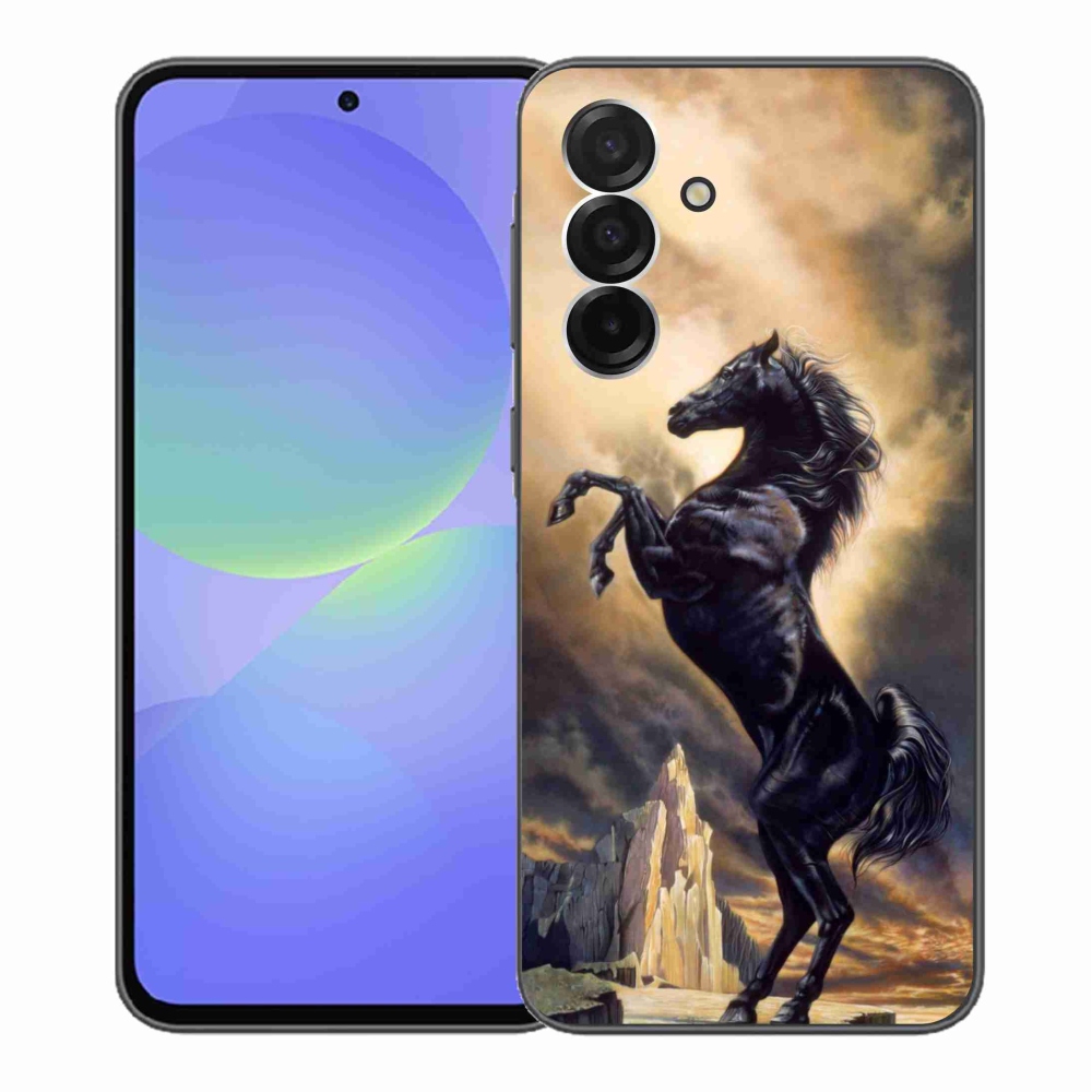 Gelový kryt mmCase na Samsung Galaxy A36 5G - černý kreslený kůň