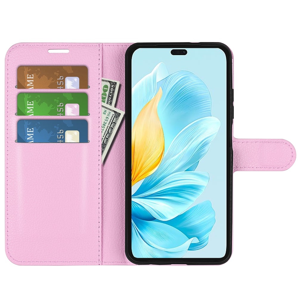 Litchi knížkové pouzdro na Honor 200 Lite 5G - růžové