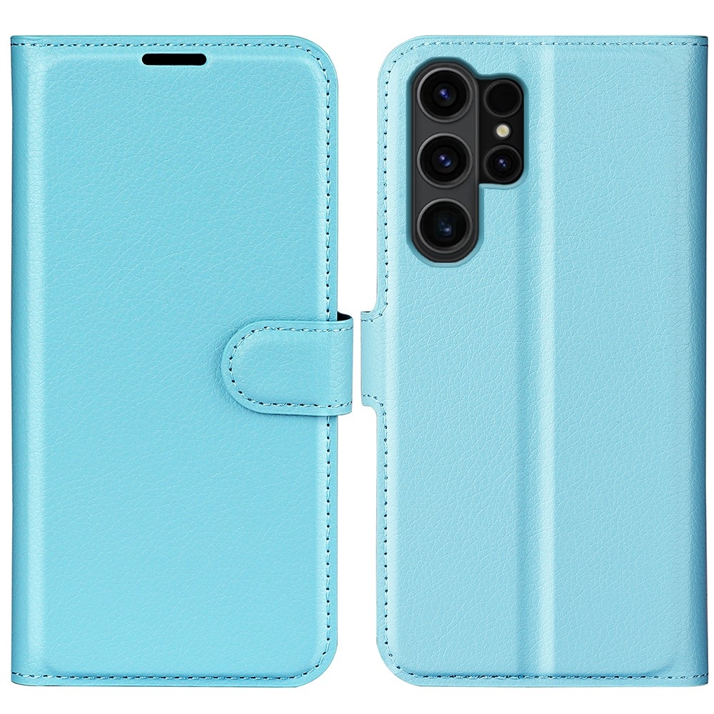 Litchi knížkové pouzdro na Samsung Galaxy S24 Ultra - modré