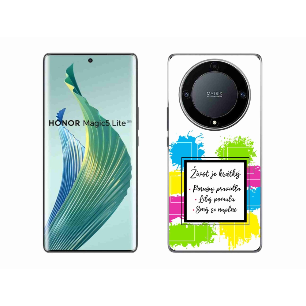 Gelový kryt mmCase na Honor Magic 5 Lite 5G - citát 5 bílé pozadí