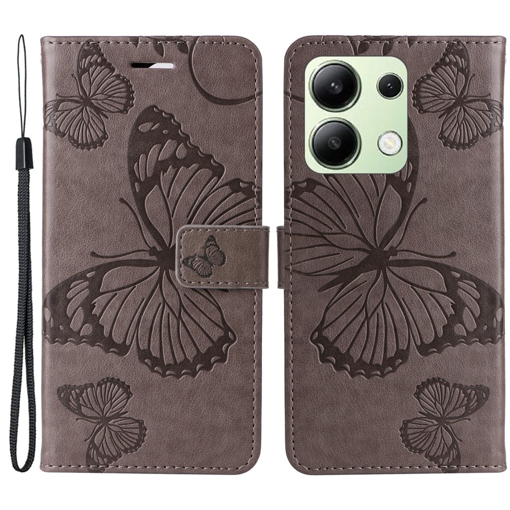 Big Butterfly knížkové pouzdro na Xiaomi Redmi Note 13 - šedé