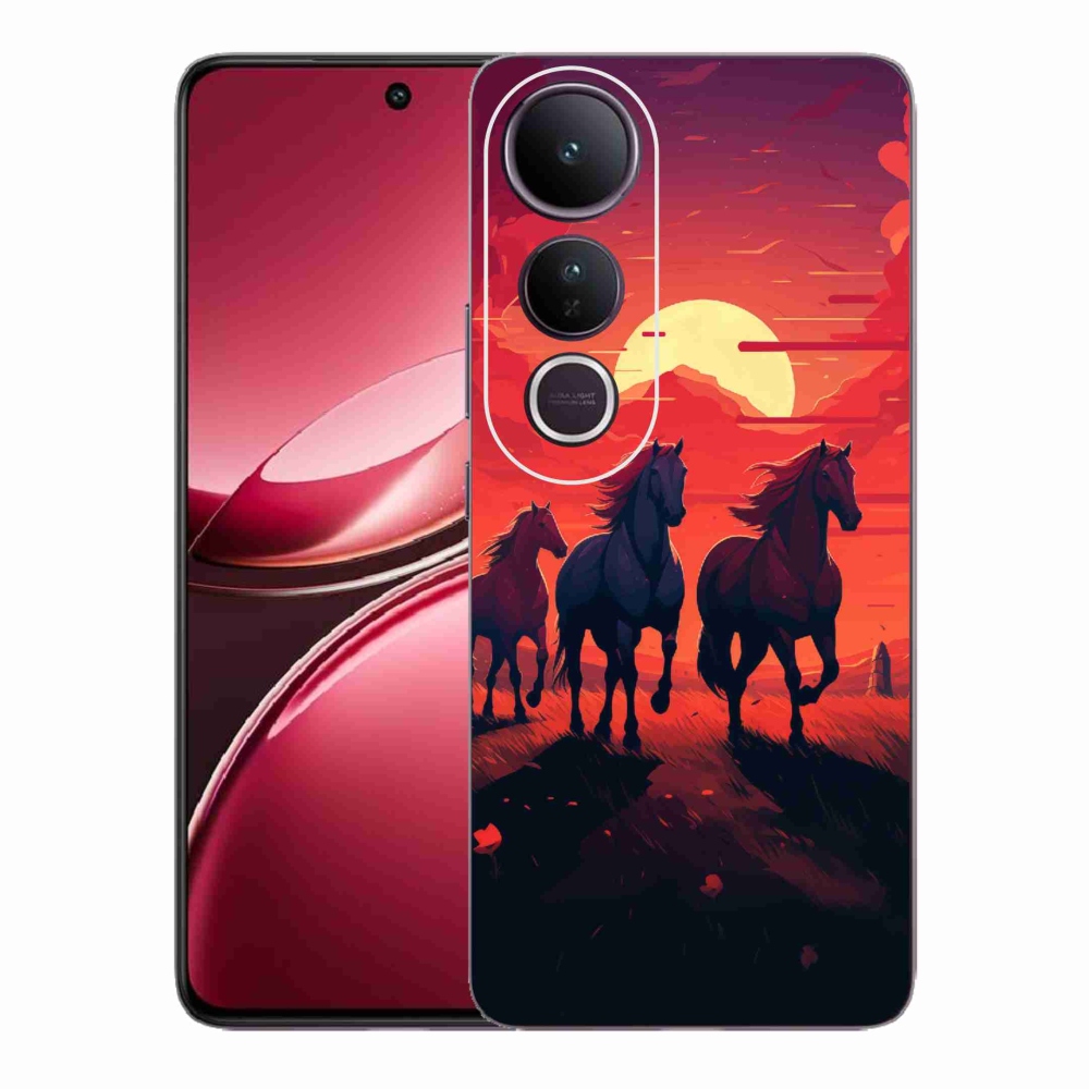 Gelový kryt mmCase na Vivo V50 Lite 4G/5G - koně a západ slunce