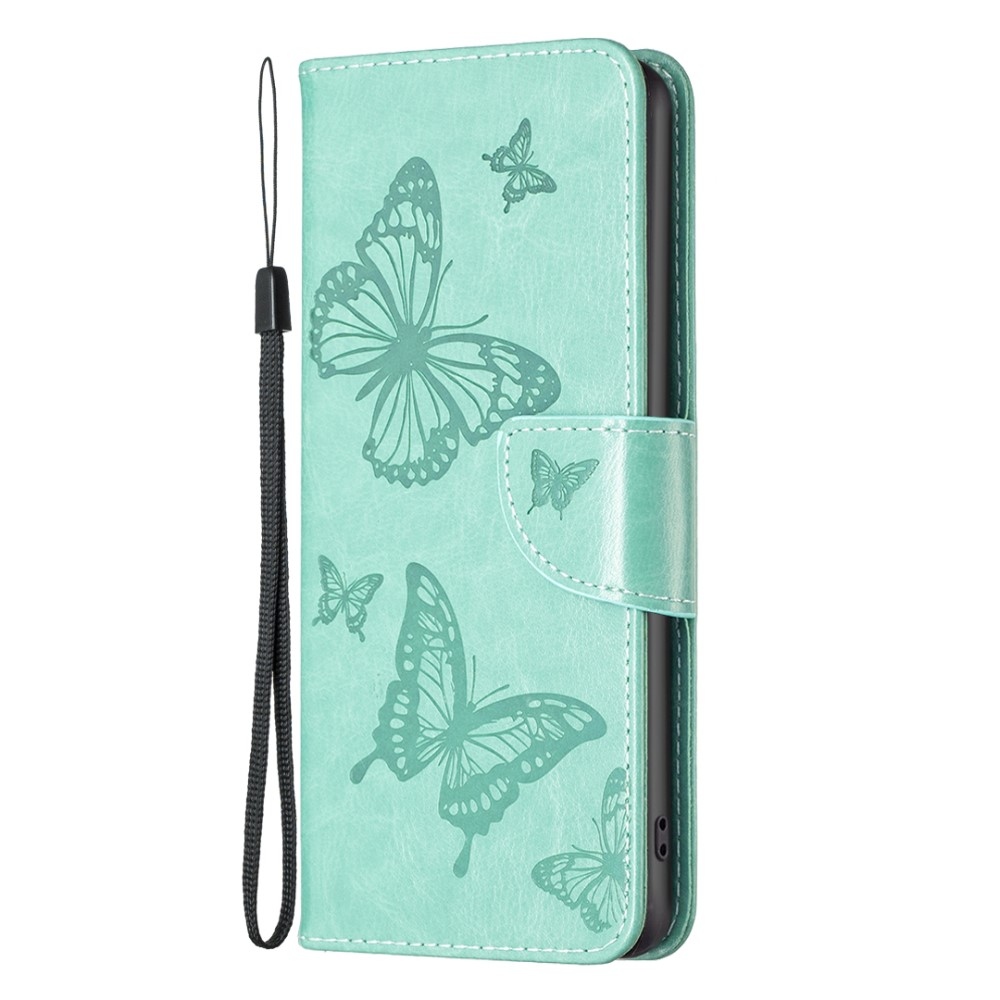 Butterfly knížkové pouzdro na iPhone 16 Pro - modrozelené