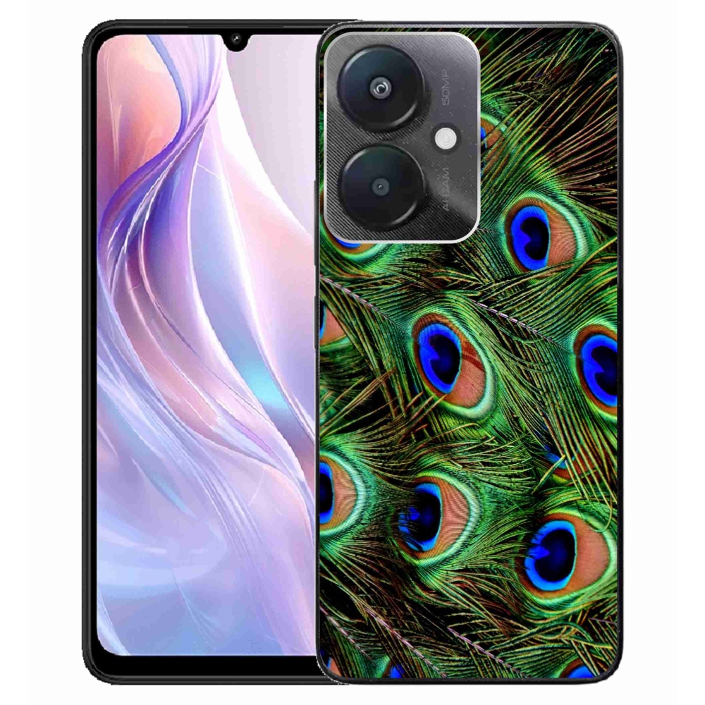 Gelový kryt mmCase na Xiaomi Redmi 13C 5G - paví peří