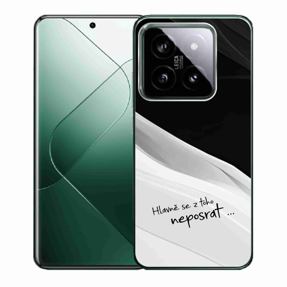 Gelový kryt mmCase na Xiaomi 14 - vtipný text 13 bíločerné pozadí