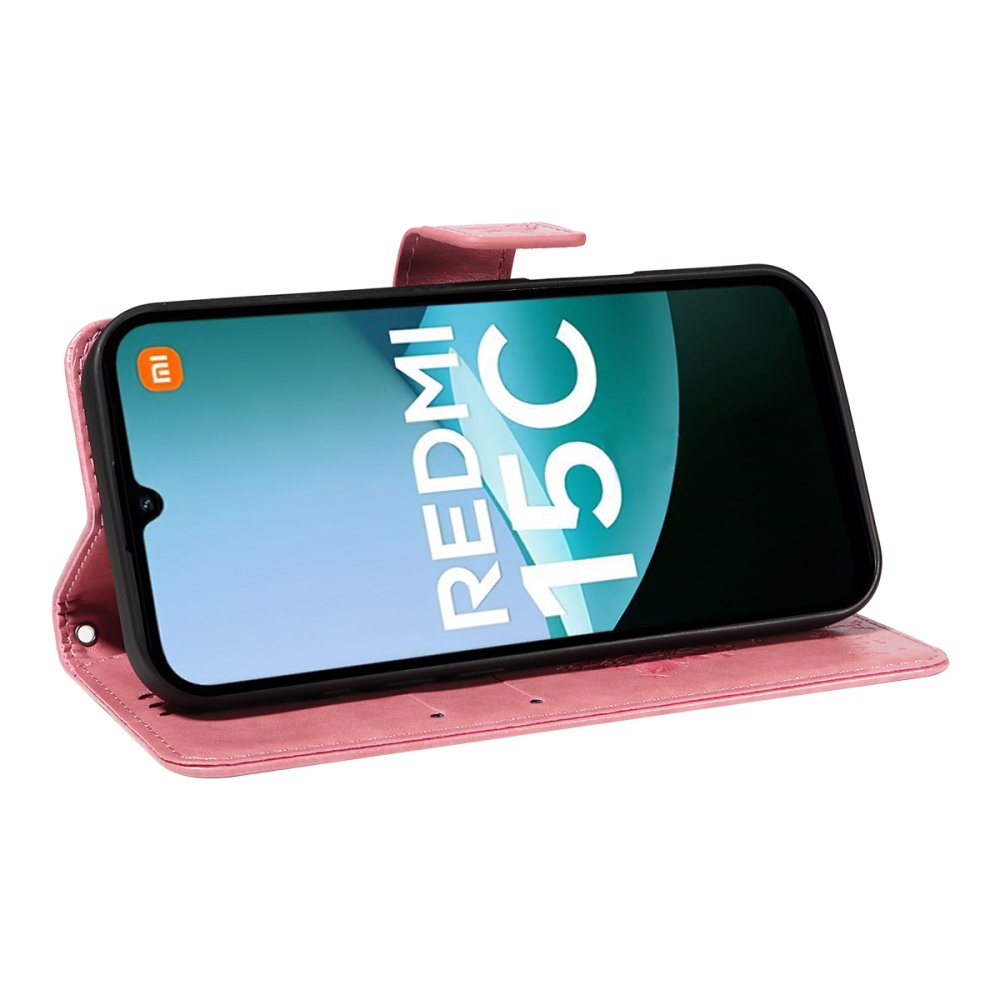 Trees knížkové pouzdro na Xiaomi Redmi 15C 4G/5G (173mm) - růžové