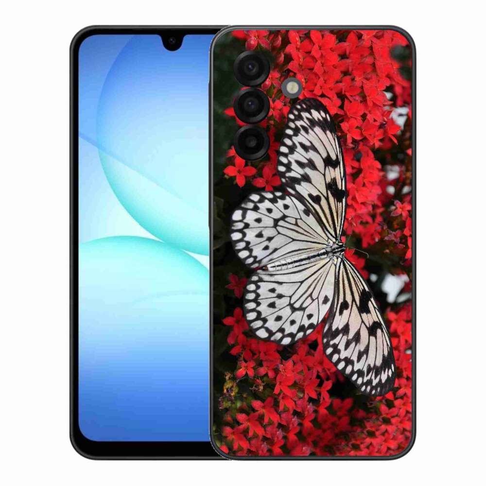 Gelový kryt mmCase na Samsung Galaxy A17 4G/5G - černobílý motýl 1