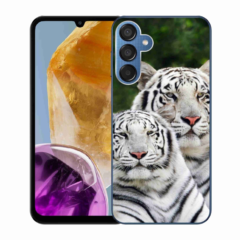 Gelový obal mmCase na Samsung Galaxy M15 5G - bílí tygři