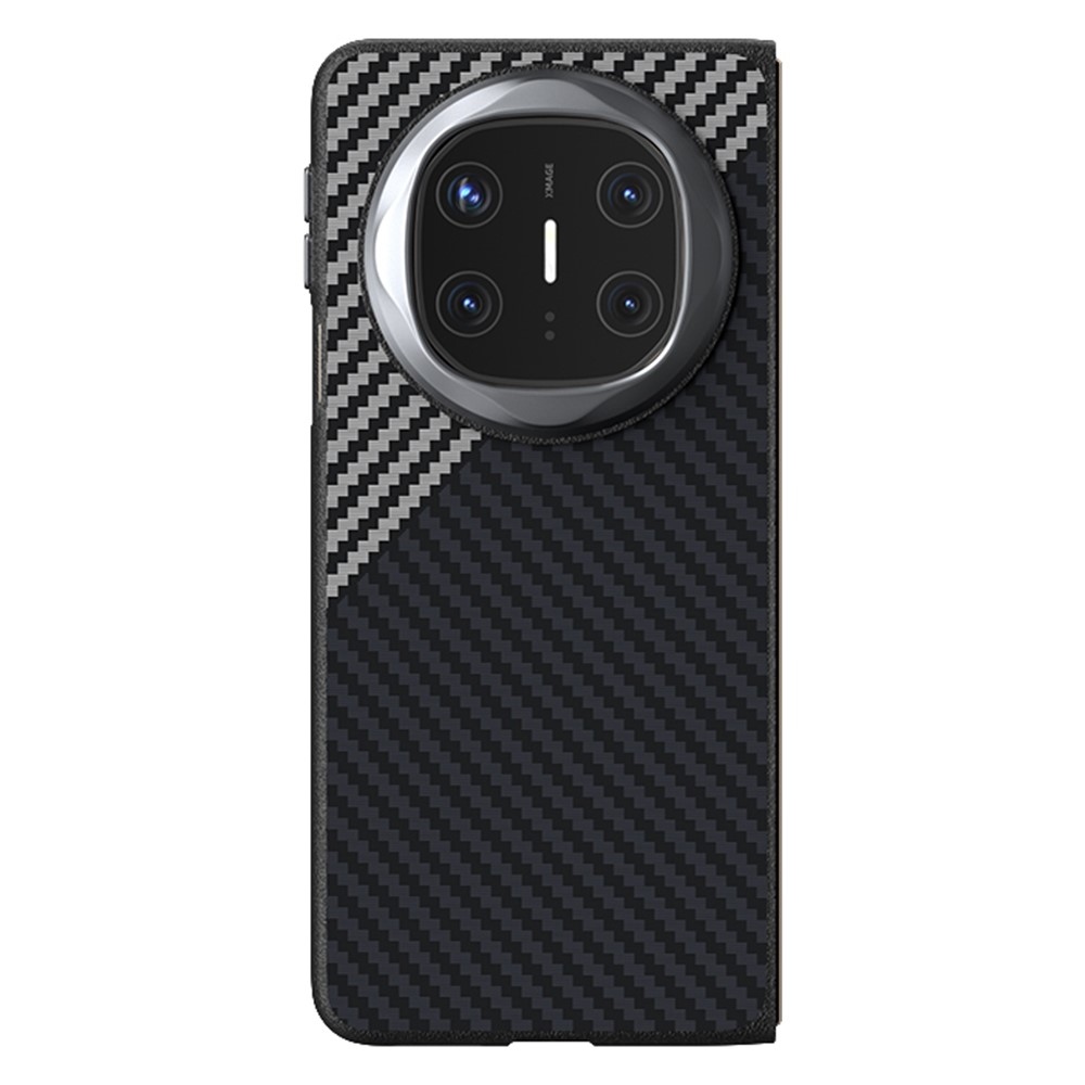 ABEEL Case plastový kryt s umělou kůží na Huawei Mate X6 - černý/stříbrný