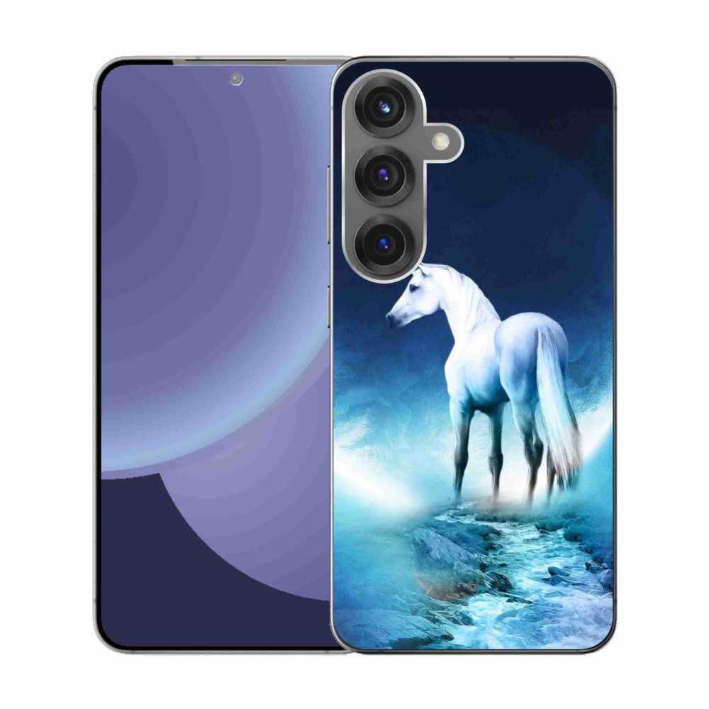 Gelový kryt mmCase na Samsung Galaxy S25 - bílý jednorožec