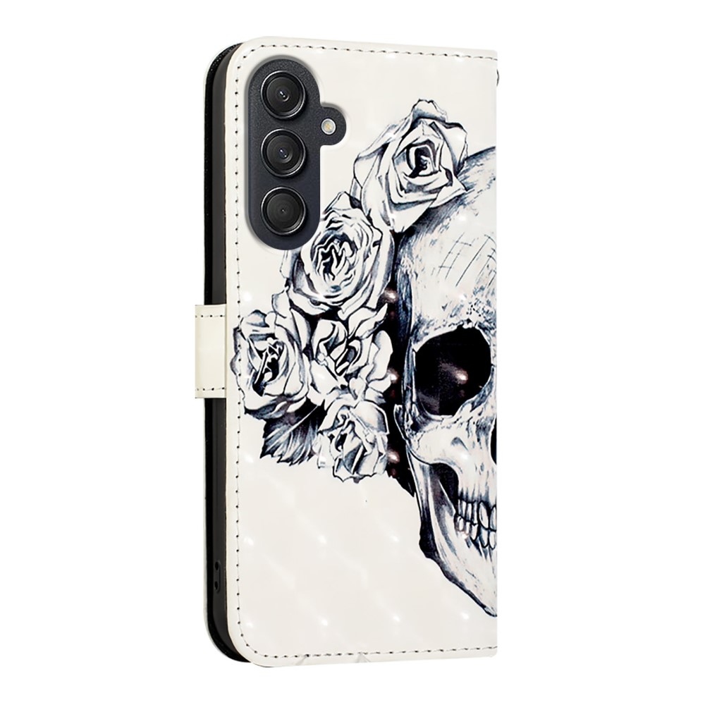 Patte knížkové pouzdro na Samsung Galaxy M55 5G - lebka a růže