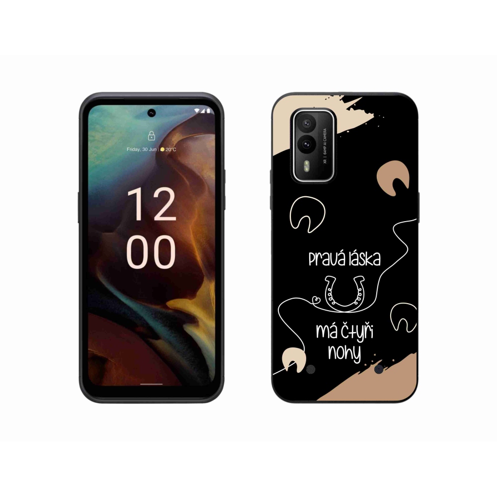 Gelový kryt mmCase na Nokia XR21 - koňský motiv černé pozadí