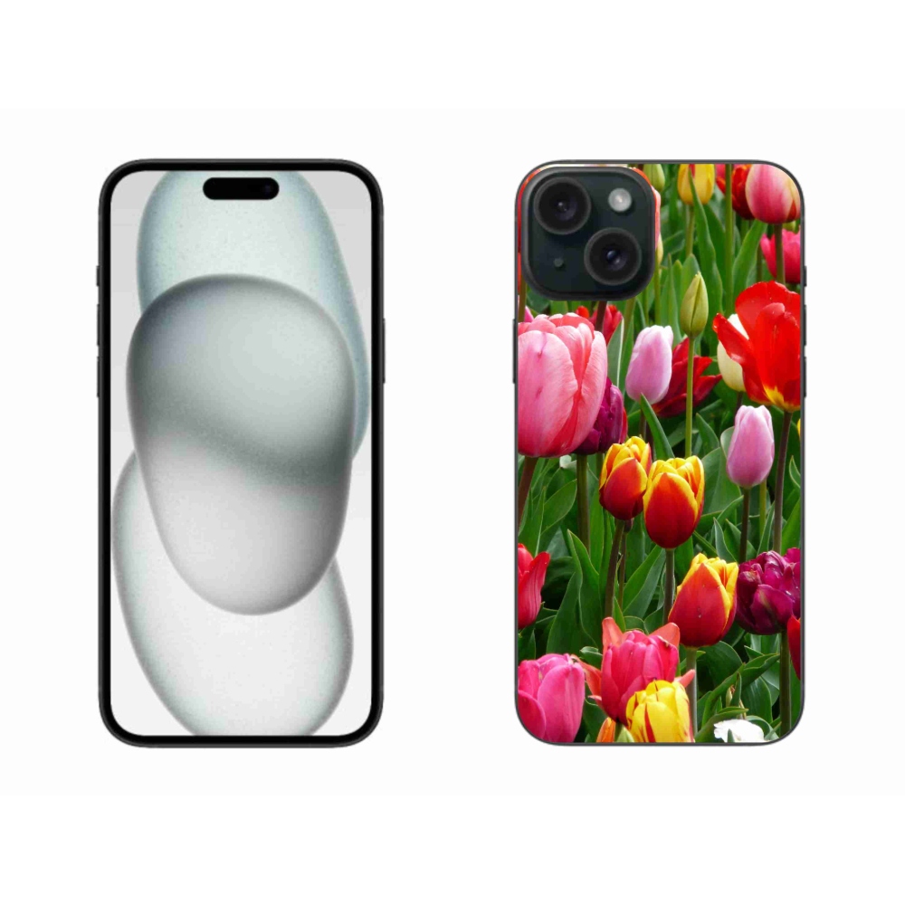 Gelový kryt mmCase na iPhone 15 Plus - tulipány
