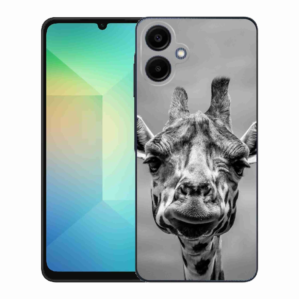 Gelový kryt mmCase na Samsung Galaxy A06 4G - černobílá žirafa