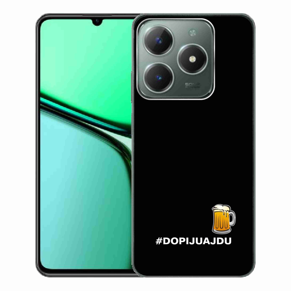 Gelový kryt mmCase na Realme C61 - pivní motiv 1 černé pozadí
