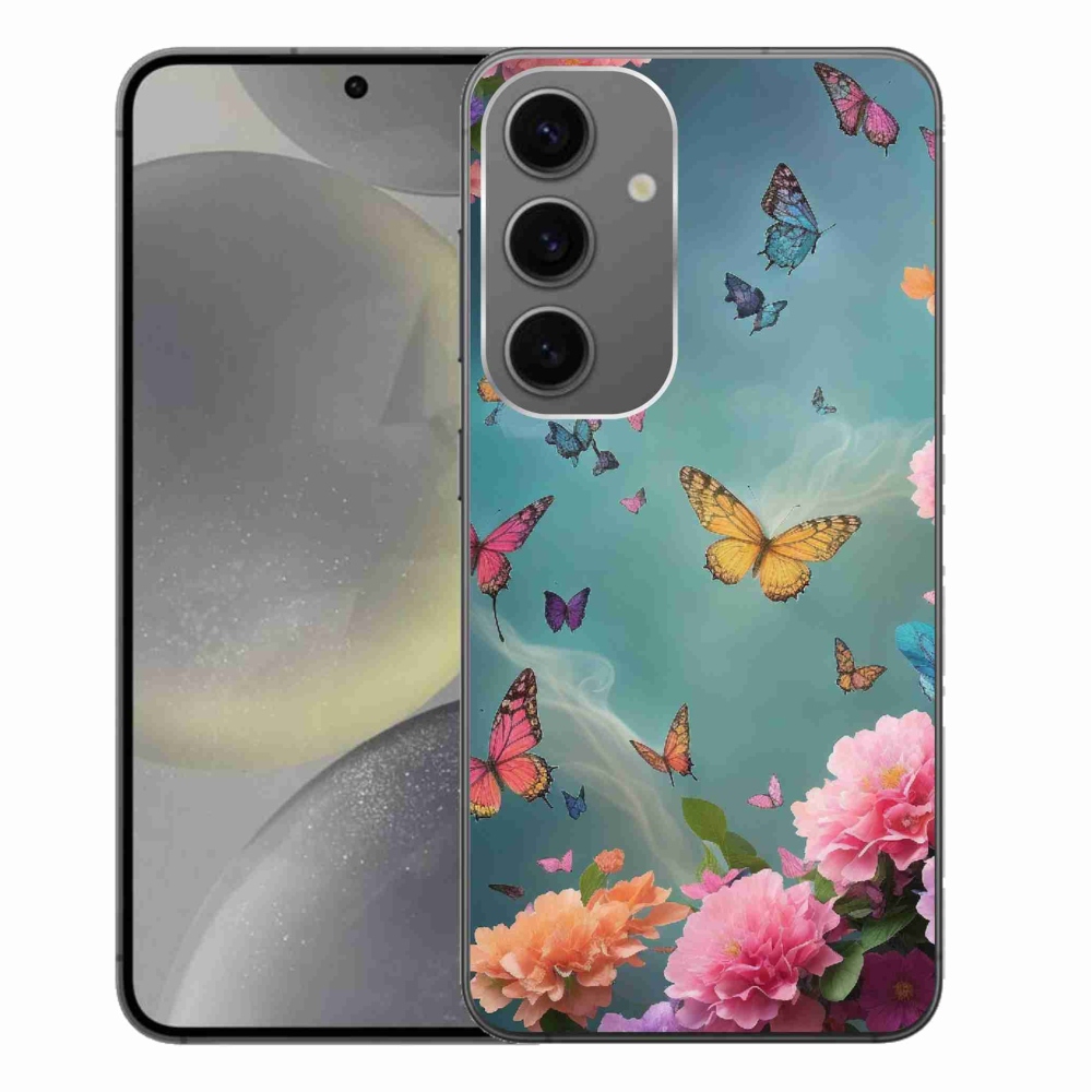 Gelový kryt mmCase na Samsung Galaxy S24+ - barevné květy a motýli