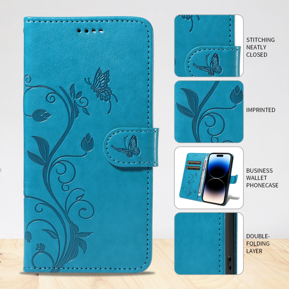 Flowery knížkové pouzdro na Xiaomi Redmi 15 4G (171mm) - modré