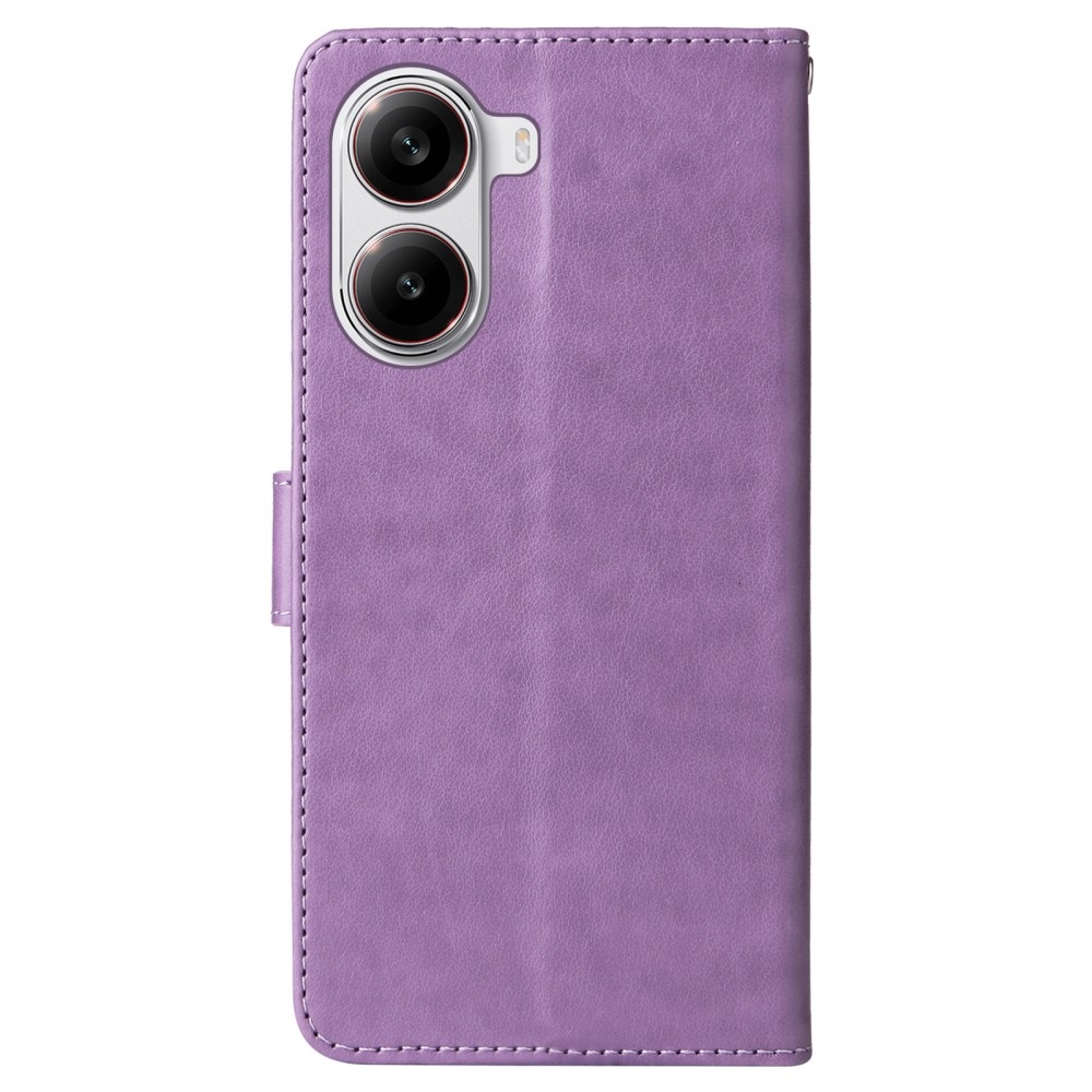 Flowery knížkové pouzdro na Xiaomi Poco X7 Pro 5G - fialové