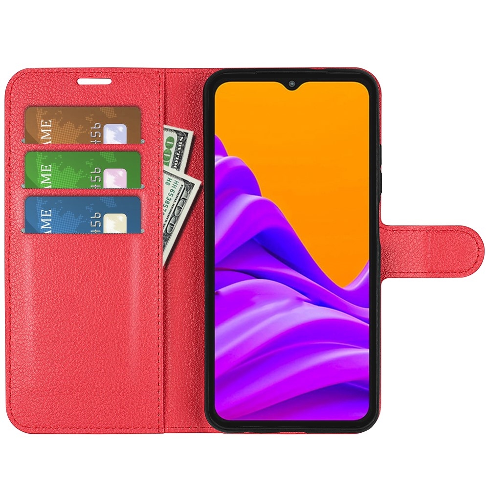 Litchi knížkové pouzdro na Samsung Galaxy Xcover 7 Pro - červené