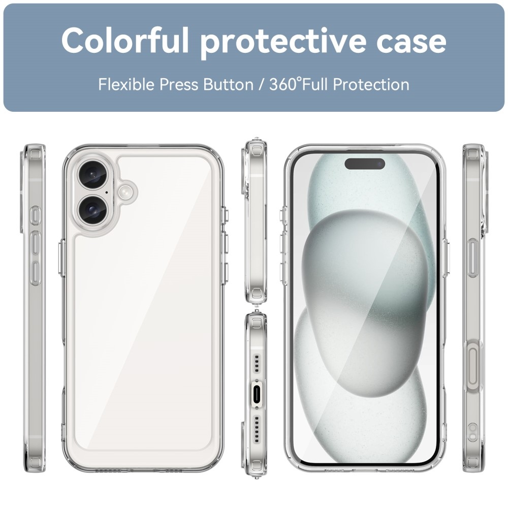 Gelový obal s pevnými zády na iPhone 16 - průhledný