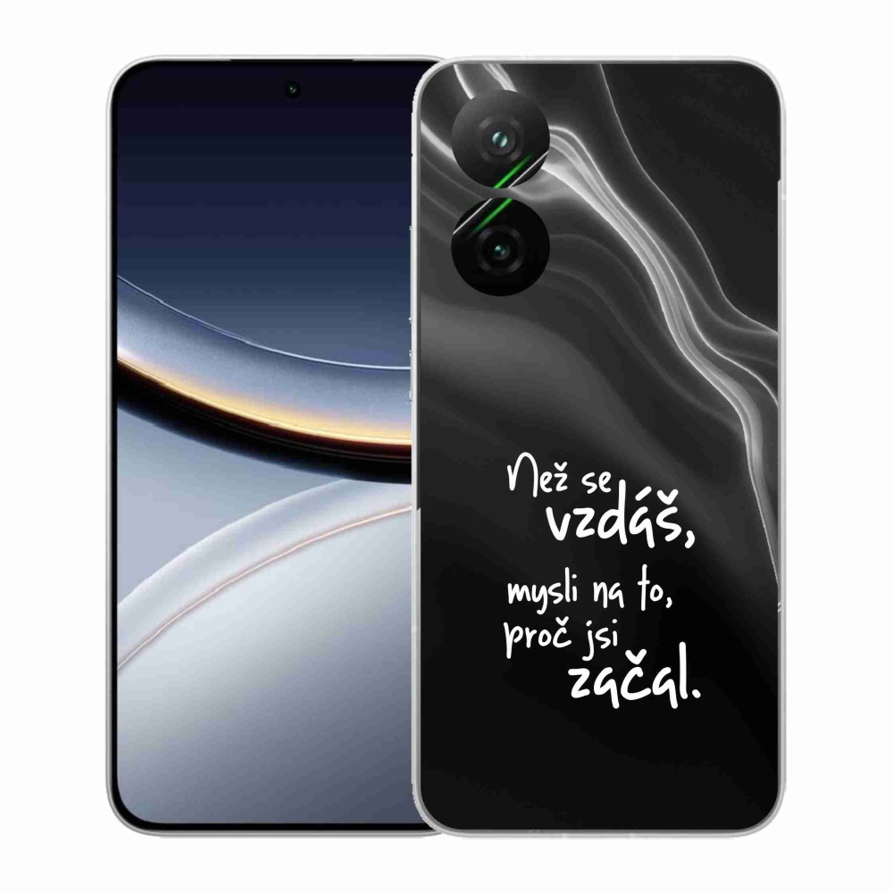 Gelový kryt mmCase na Xiaomi Poco F7 5G - citát 2 černé pozadí