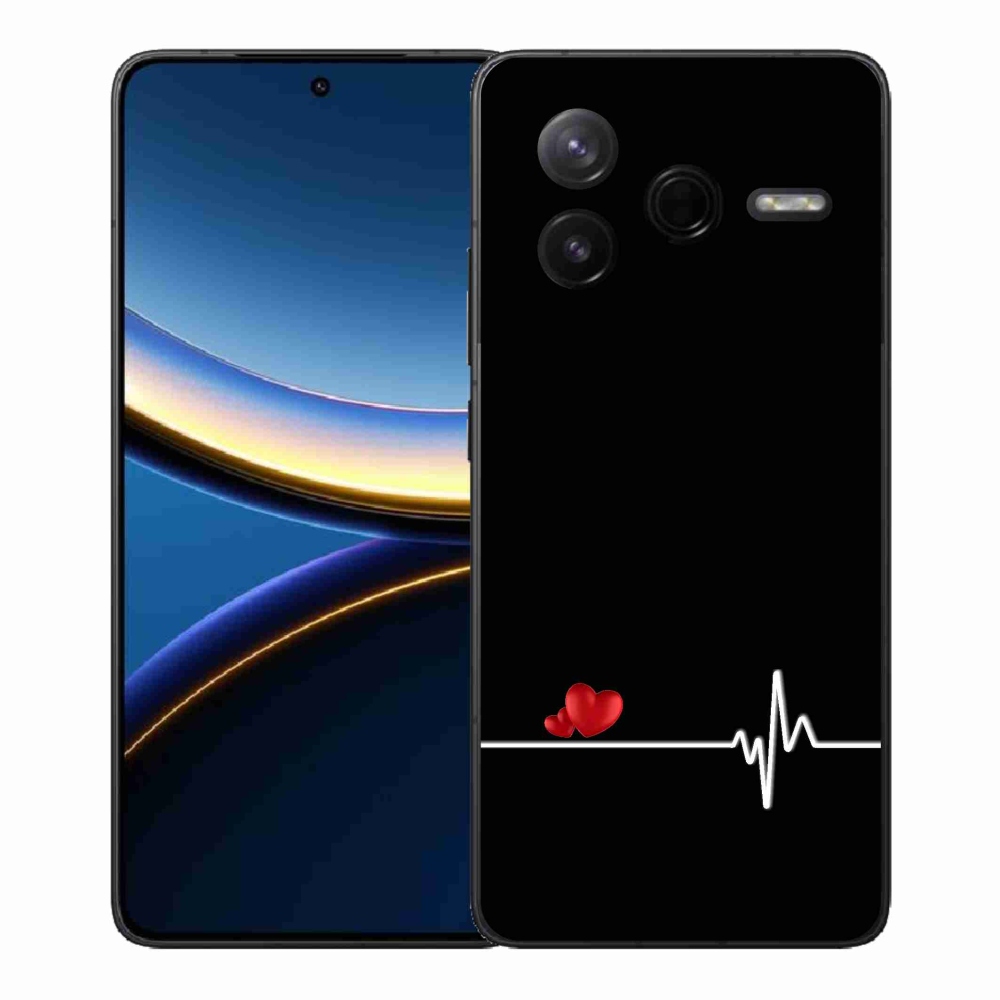 Gelový kryt mmCase na Xiaomi Poco F7 Pro - srdce a tep černé pozadí